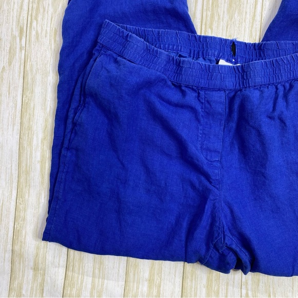 J. Jill Love Linen Royal Blue Linen Pull On Pants - Picture 2 of 6